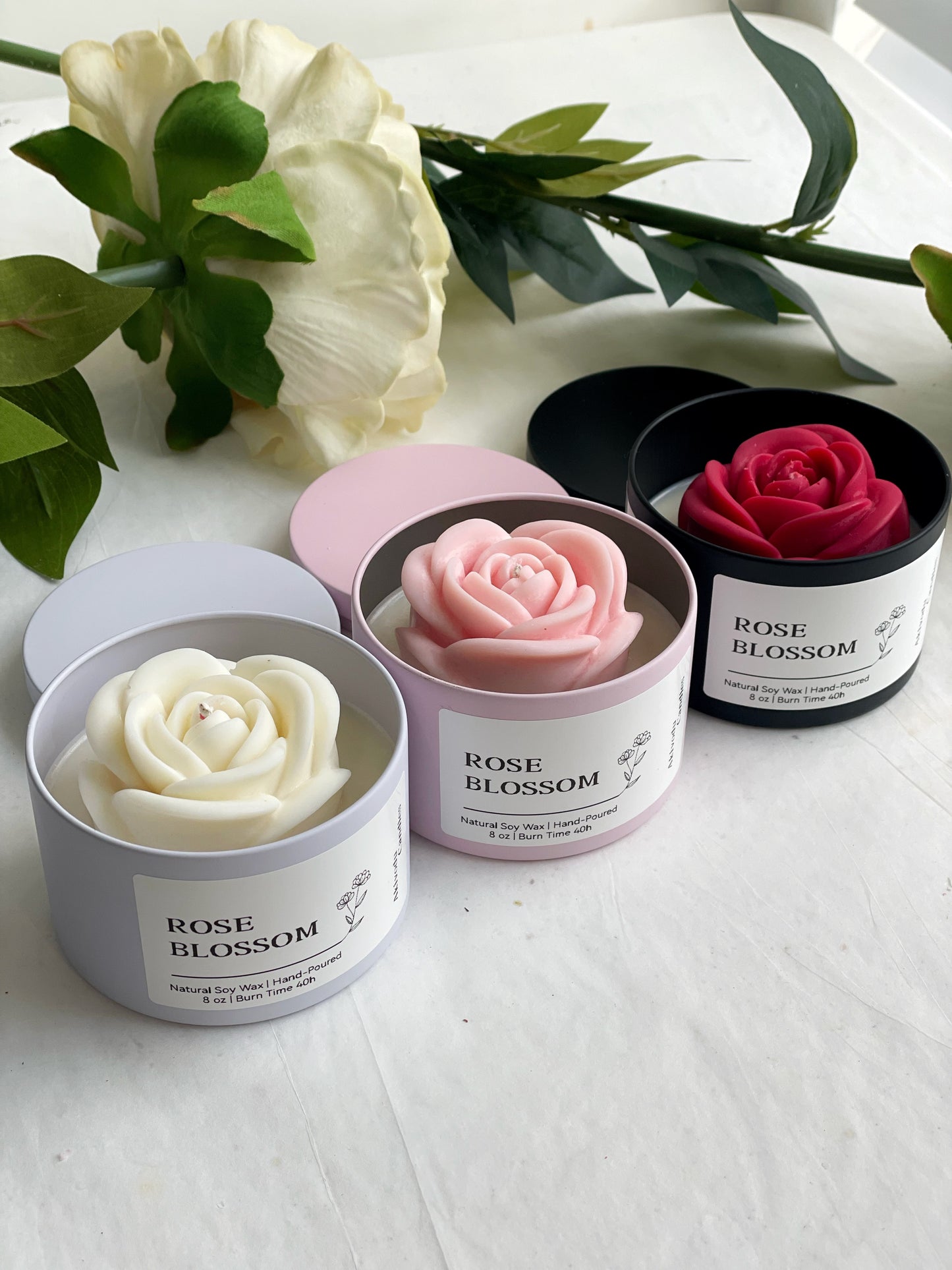 Blooming Rose Candle 8 oz in Metal Tin (Bohemian Rose Scent)