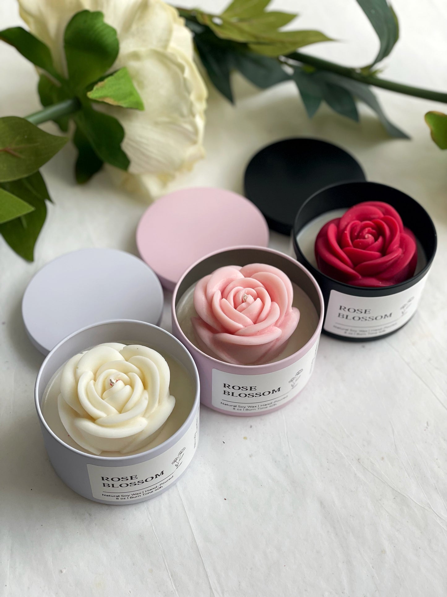Blooming Rose Candle 8 oz in Metal Tin (Bohemian Rose Scent)