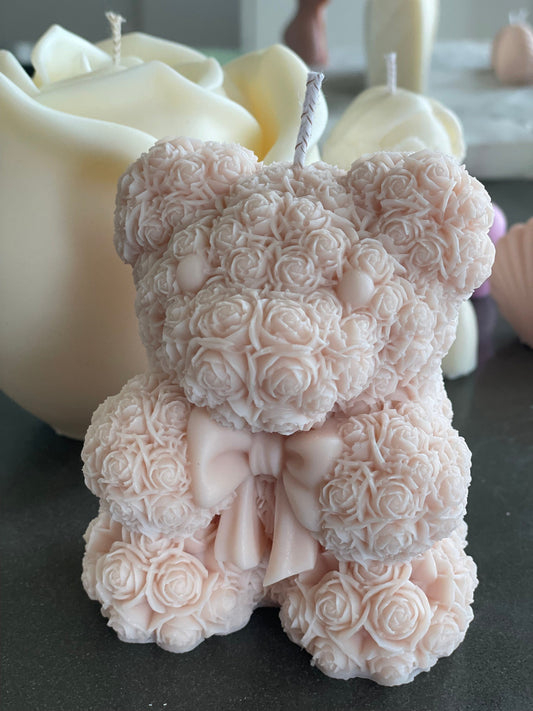 Rose Bear with Bow Candle